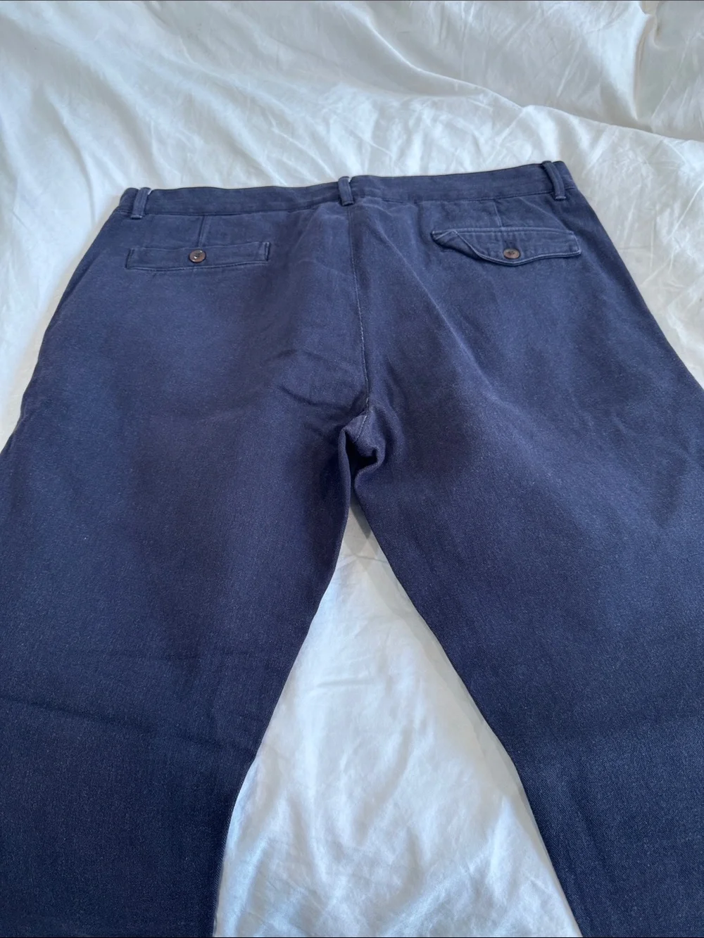Officine Generale Men's Navy Casual Pants With Hook & Button Fly